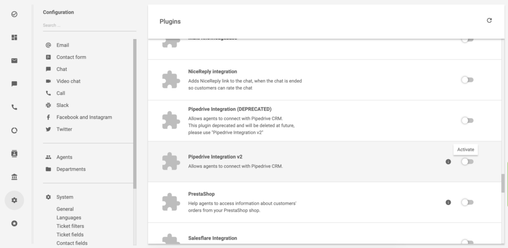 PipeDrive-integratie v2 in LiveAgent plug-insectie